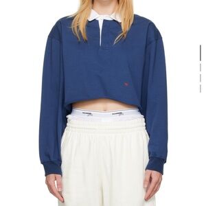 Hommegirls Cropped Navy Rugby Polo Top